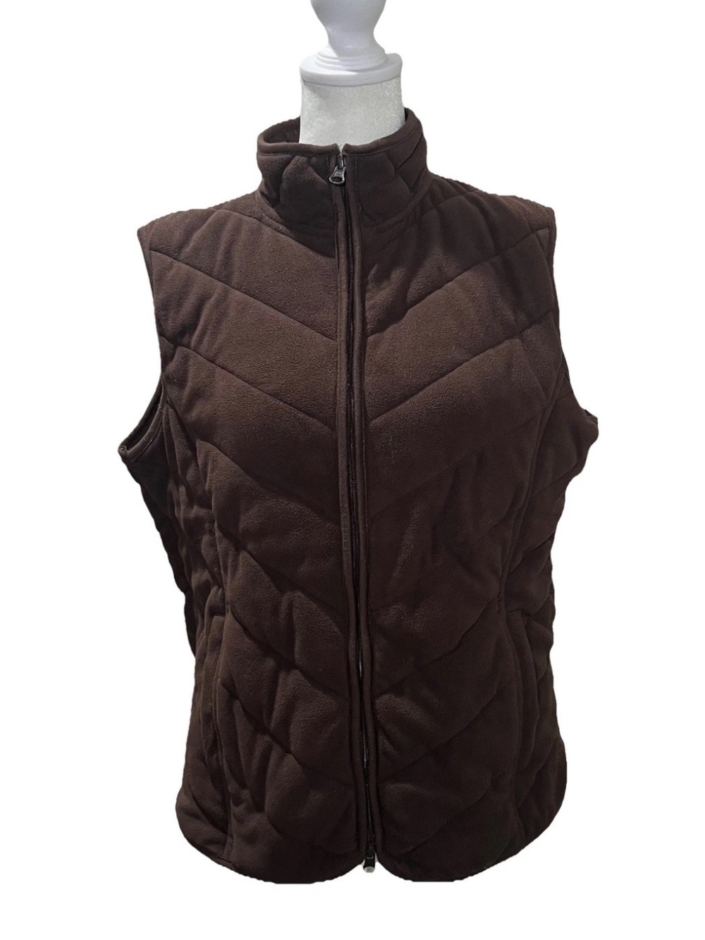 Great Northwest Women's Sleeveless Brown Quilted Vest Granola Outdoors Size M